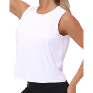imageTHE GYM PEOPLE Womens Workout Tops in Ice Silk Quick Dry SleevelessWhite