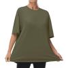 imageTHE GYM PEOPLE Womens Casual Oversized TShirts Summer Crewneck Short Sleeve Workout Basic Tee TopsArmy Green