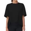imageTHE GYM PEOPLE Womens Casual Oversized TShirts Summer Crewneck Short Sleeve Workout Basic Tee TopsBlack