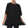 imageTHE GYM PEOPLE Womens Casual Oversized TShirts Summer Crewneck Short Sleeve Workout Basic Tee TopsBlack