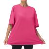 imageTHE GYM PEOPLE Womens Casual Oversized TShirts Summer Crewneck Short Sleeve Workout Basic Tee TopsBright Pink