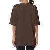imageTHE GYM PEOPLE Womens Casual Oversized TShirts Summer Crewneck Short Sleeve Workout Basic Tee TopsBrown