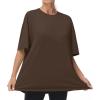 imageTHE GYM PEOPLE Womens Casual Oversized TShirts Summer Crewneck Short Sleeve Workout Basic Tee TopsBrown