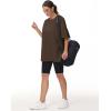 imageTHE GYM PEOPLE Womens Casual Oversized TShirts Summer Crewneck Short Sleeve Workout Basic Tee TopsBrown