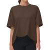 imageTHE GYM PEOPLE Womens Casual Oversized TShirts Summer Crewneck Short Sleeve Workout Basic Tee TopsBrown