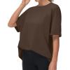 imageTHE GYM PEOPLE Womens Casual Oversized TShirts Summer Crewneck Short Sleeve Workout Basic Tee TopsBrown