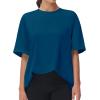 imageTHE GYM PEOPLE Womens Casual Oversized TShirts Summer Crewneck Short Sleeve Workout Basic Tee TopsDark Blue Green