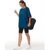imageTHE GYM PEOPLE Womens Casual Oversized TShirts Summer Crewneck Short Sleeve Workout Basic Tee TopsDark Blue Green