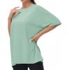 imageTHE GYM PEOPLE Womens Casual Oversized TShirts Summer Crewneck Short Sleeve Workout Basic Tee TopsLight Green