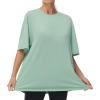 imageTHE GYM PEOPLE Womens Casual Oversized TShirts Summer Crewneck Short Sleeve Workout Basic Tee TopsLight Green