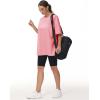 imageTHE GYM PEOPLE Womens Casual Oversized TShirts Summer Crewneck Short Sleeve Workout Basic Tee TopsRose Red