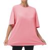 imageTHE GYM PEOPLE Womens Casual Oversized TShirts Summer Crewneck Short Sleeve Workout Basic Tee TopsRose Red