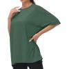 imageTHE GYM PEOPLE Womens Casual Oversized TShirts Summer Crewneck Short Sleeve Workout Basic Tee TopsSoft Green