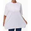 imageTHE GYM PEOPLE Womens Casual Oversized TShirts Summer Crewneck Short Sleeve Workout Basic Tee TopsWhite