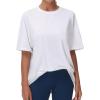 imageTHE GYM PEOPLE Womens Casual Oversized TShirts Summer Crewneck Short Sleeve Workout Basic Tee TopsWhite