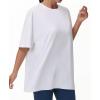 imageTHE GYM PEOPLE Womens Casual Oversized TShirts Summer Crewneck Short Sleeve Workout Basic Tee TopsWhite