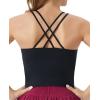 imageTHE GYM PEOPLE Womens Cross Back Sports Bra Halter Neck Workout Crop Tank Tops with Removable PadsBlack
