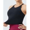 imageTHE GYM PEOPLE Womens Cross Back Sports Bra Halter Neck Workout Crop Tank Tops with Removable PadsBlack