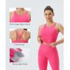 imageTHE GYM PEOPLE Womens Cross Back Sports Bra Halter Neck Workout Crop Tank Tops with Removable PadsBright Pink