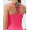 imageTHE GYM PEOPLE Womens Cross Back Sports Bra Halter Neck Workout Crop Tank Tops with Removable PadsBright Pink