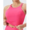 imageTHE GYM PEOPLE Womens Cross Back Sports Bra Halter Neck Workout Crop Tank Tops with Removable PadsBright Pink