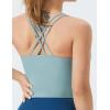 imageTHE GYM PEOPLE Womens Cross Back Sports Bra Halter Neck Workout Crop Tank Tops with Removable PadsDenim Blue
