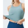 imageTHE GYM PEOPLE Womens Cross Back Sports Bra Halter Neck Workout Crop Tank Tops with Removable PadsDenim Blue