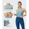 imageTHE GYM PEOPLE Womens Cross Back Sports Bra Halter Neck Workout Crop Tank Tops with Removable PadsDenim Blue