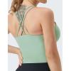 imageTHE GYM PEOPLE Womens Cross Back Sports Bra Halter Neck Workout Crop Tank Tops with Removable PadsJasmine Green