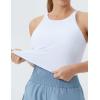 imageTHE GYM PEOPLE Womens Cross Back Sports Bra Halter Neck Workout Crop Tank Tops with Removable PadsWhite