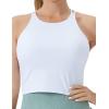 imageTHE GYM PEOPLE Womens Cross Back Sports Bra Halter Neck Workout Crop Tank Tops with Removable PadsWhite