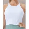 imageTHE GYM PEOPLE Womens Cross Back Sports Bra Halter Neck Workout Crop Tank Tops with Removable PadsWhite