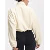 imageTHE GYM PEOPLE Womens Fleece Cropped Jacket Full Zip Stand Collar Workout Short Sherpa Coats with Pockets Drawstring HemBeige