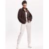 imageTHE GYM PEOPLE Womens Fleece Cropped Jacket Full Zip Stand Collar Workout Short Sherpa Coats with Pockets Drawstring HemBrown