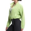 imageTHE GYM PEOPLE Womens Fleece Cropped Jacket Full Zip Stand Collar Workout Short Sherpa Coats with Pockets Drawstring HemLight Green