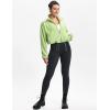 imageTHE GYM PEOPLE Womens Fleece Cropped Jacket Full Zip Stand Collar Workout Short Sherpa Coats with Pockets Drawstring HemLight Green