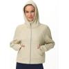 imageTHE GYM PEOPLE Womens FullZip Up Hoodies Jacket Fleece Workout Crop Tops Sweatshirts with Pockets Thumb HoleApricot