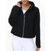 imageTHE GYM PEOPLE Womens FullZip Up Hoodies Jacket Fleece Workout Crop Tops Sweatshirts with Pockets Thumb HoleBlack