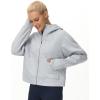 imageTHE GYM PEOPLE Womens FullZip Up Hoodies Jacket Fleece Workout Crop Tops Sweatshirts with Pockets Thumb HoleGrey
