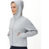 imageTHE GYM PEOPLE Womens FullZip Up Hoodies Jacket Fleece Workout Crop Tops Sweatshirts with Pockets Thumb HoleGrey