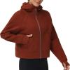 imageTHE GYM PEOPLE Womens FullZip Up Hoodies Jacket Fleece Workout Crop Tops Sweatshirts with Pockets Thumb HoleMaroon