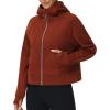 imageTHE GYM PEOPLE Womens FullZip Up Hoodies Jacket Fleece Workout Crop Tops Sweatshirts with Pockets Thumb HoleMaroon