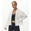imageTHE GYM PEOPLE Womens FullZip Up Hoodies Jacket Fleece Workout Crop Tops Sweatshirts with Pockets Thumb HoleOffwhite