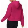 imageTHE GYM PEOPLE Womens FullZip Up Hoodies Jacket Fleece Workout Crop Tops Sweatshirts with Pockets Thumb HolePitaya Red
