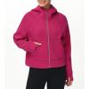 imageTHE GYM PEOPLE Womens FullZip Up Hoodies Jacket Fleece Workout Crop Tops Sweatshirts with Pockets Thumb HolePitaya Red
