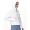imageTHE GYM PEOPLE Womens FullZip Up Hoodies Jacket Fleece Workout Crop Tops Sweatshirts with Pockets Thumb HoleWhite
