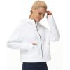 imageTHE GYM PEOPLE Womens FullZip Up Hoodies Jacket Fleece Workout Crop Tops Sweatshirts with Pockets Thumb HoleWhite