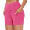 imageTHE GYM PEOPLE Womens High Waist Workout Shorts Breathable Dolphin Split Elastic Lounge Yoga ShortsBright Pink