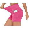 imageTHE GYM PEOPLE Womens High Waist Workout Shorts Breathable Dolphin Split Elastic Lounge Yoga ShortsBright Pink