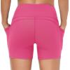 imageTHE GYM PEOPLE Womens High Waist Workout Shorts Breathable Dolphin Split Elastic Lounge Yoga ShortsBright Pink
